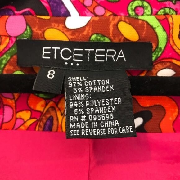 Etcetera Size 8 Multicolor Paisley Floral Swing Blazer Jacket 3/4 Sleeve Cotton - Picture 4 of 8
